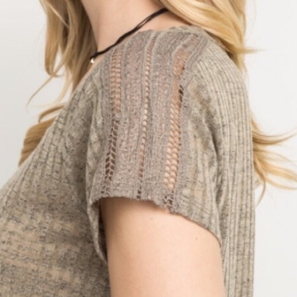 ❌DONATED❌Mystree Tan Brown Longline Lightweight Detailed Short Sleeve Tunic Top - Picture 3 of 10